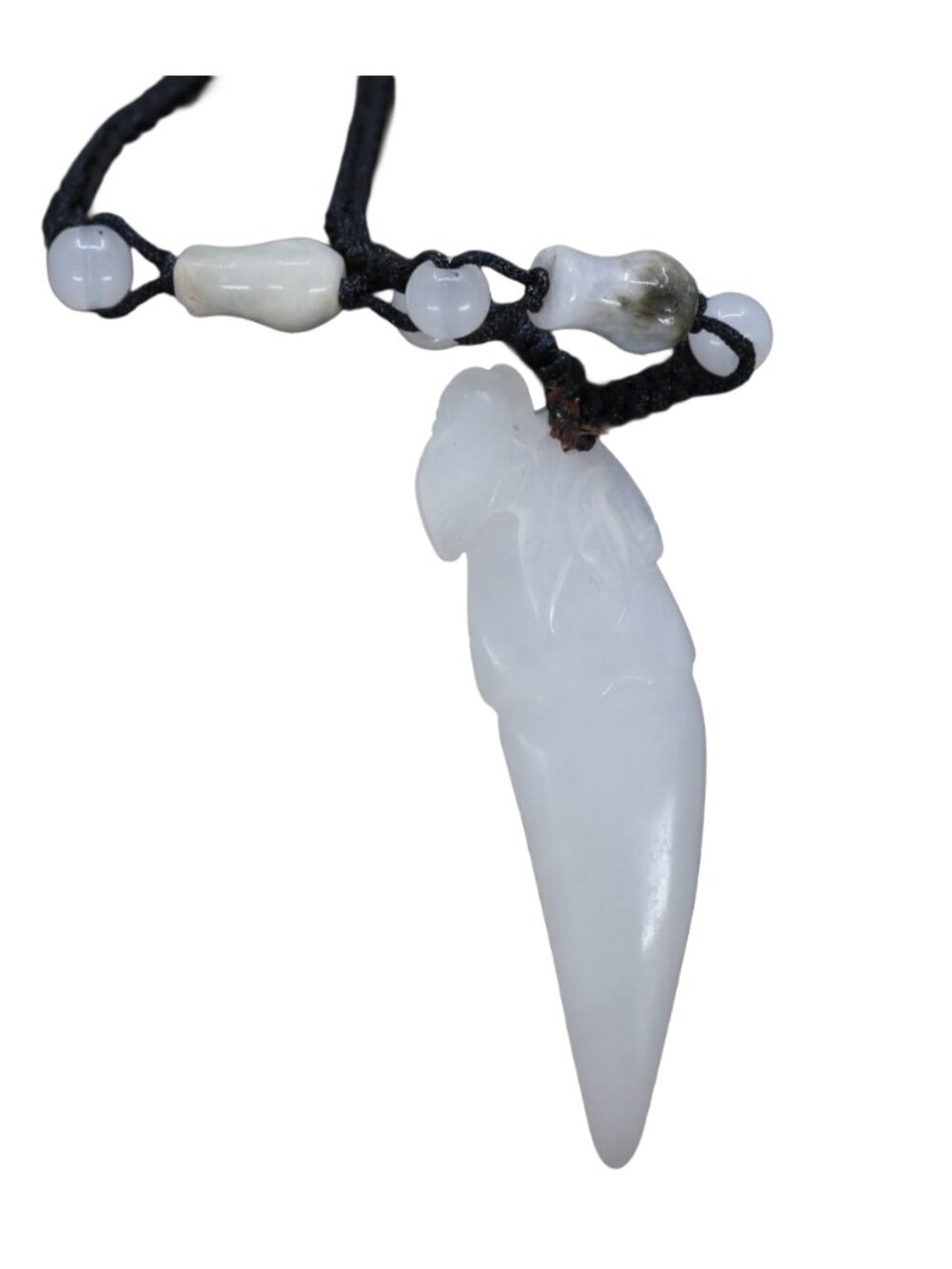 Natural White Hetian Jade Pendant - Hand-Carved Nephrite Leaf Amulet